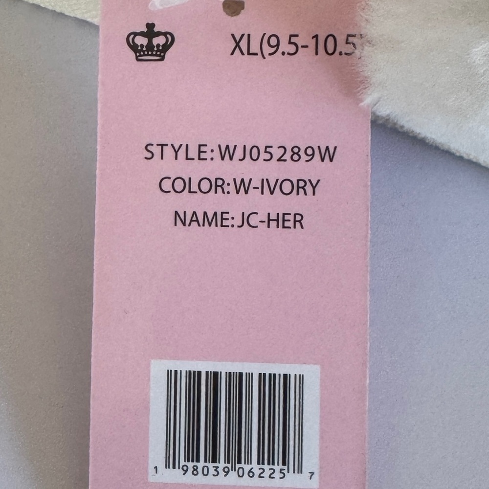 Juicy Couture Ivory Fluffy Slippers XL - Picture 3 of 3